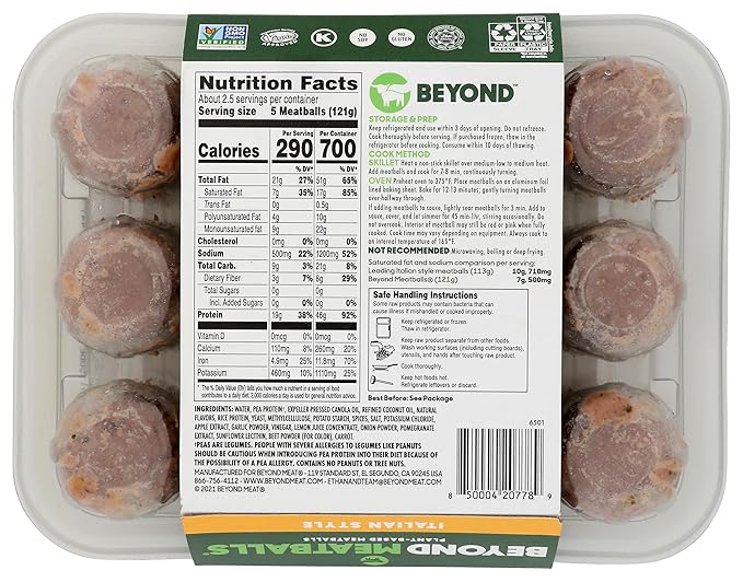 Beyond Meat Beyond Meatballs Italian Style Plant - Based Meatballs 12 ct, 10 oz (Frozen) - For Health For Ethics -