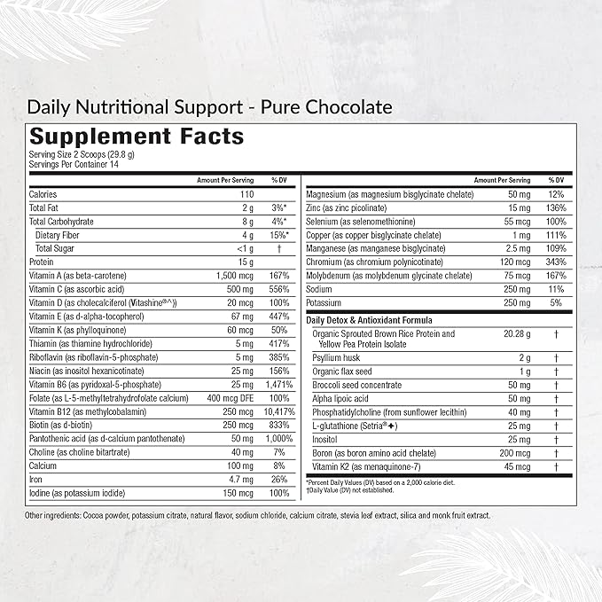 Equilife - Daily Nutritional Support, Organic and Plant Based Protein Powder, All - in - one Multivitamin, Boost Energy and Mood, Gut - Cleansing Aid and Skin Health (Pure Chocolate,14 Servings Tub) - For Health For Ethics -