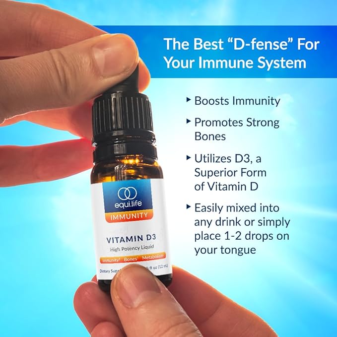 Equilife - Vitamin D3: Liquid Vitamin 3 Supplement, Immunity Support Drop, Promotes Bone Health, Helps Increase The Effectiveness of Calcium & Phosphorus, Formulated for Maximum Absorption (12 ml) - For Health For Ethics -