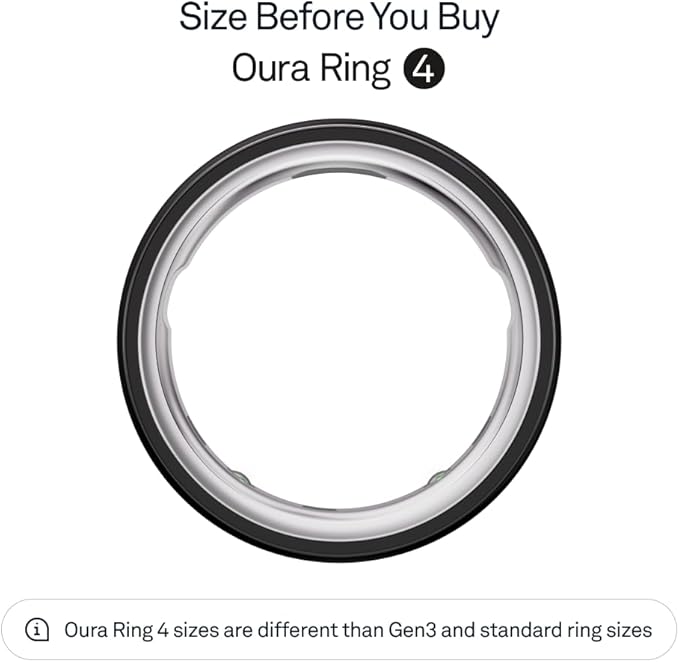 Oura Ring 4 - Black - Size 9 - Smart Ring - Size First with Oura Ring 4 Sizing Kit - Sleep Tracking Wearable - Heart Rate - Fitness Tracker - Up to 8 Days of Battery Life - For Health For Ethics -