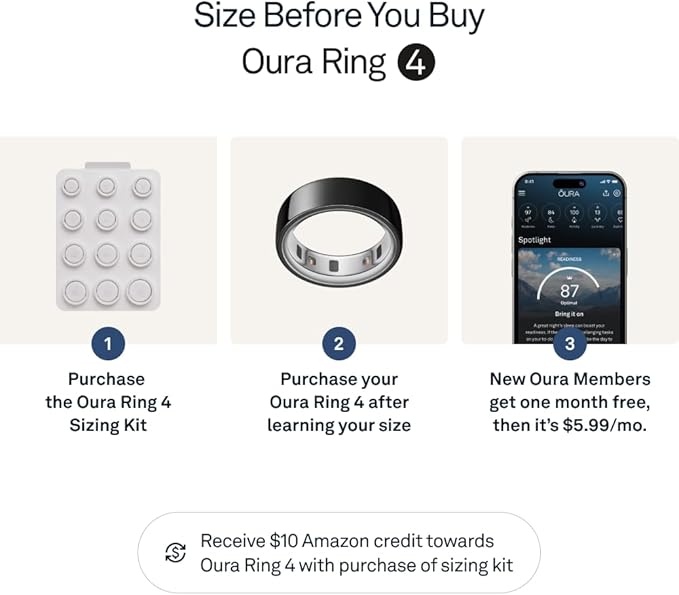 Oura Ring 4 - Black - Size 9 - Smart Ring - Size First with Oura Ring 4 Sizing Kit - Sleep Tracking Wearable - Heart Rate - Fitness Tracker - Up to 8 Days of Battery Life - For Health For Ethics -