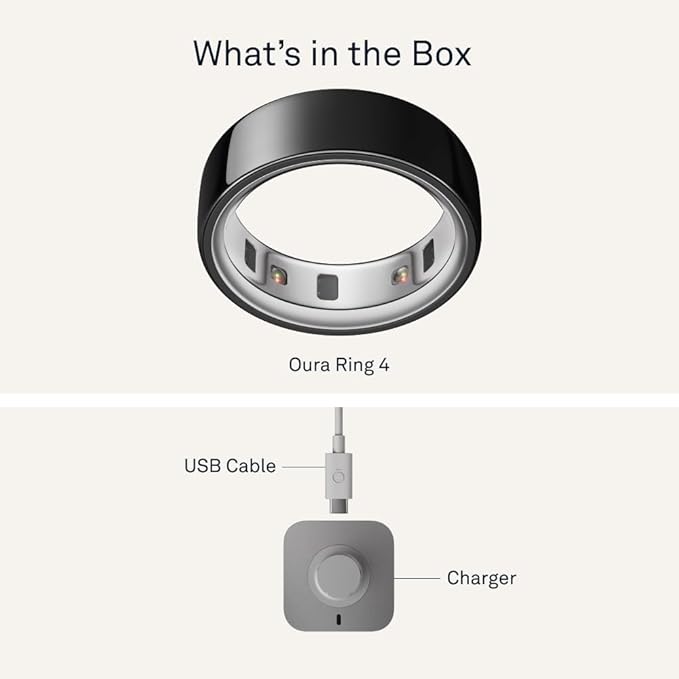 Oura Ring 4 - Black - Size 9 - Smart Ring - Size First with Oura Ring 4 Sizing Kit - Sleep Tracking Wearable - Heart Rate - Fitness Tracker - Up to 8 Days of Battery Life - For Health For Ethics -