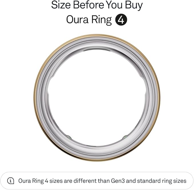 Oura Ring 4 - Gold - Size 9 - Smart Ring - Size First with Oura Ring 4 Sizing Kit - Sleep Tracking Wearable - Heart Rate - Fitness Tracker - Up to 8 Days of Battery Life - For Health For Ethics -
