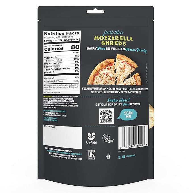 VIOLIFE Just Like Mozzarella Shreds, 8 OZ - For Health For Ethics -