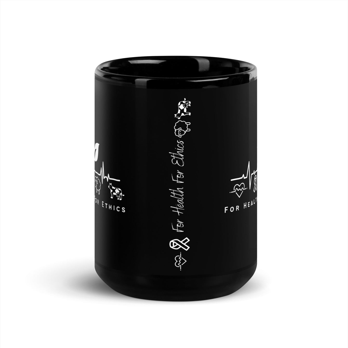 For Health For Ethics Black Vegan Coffee Mug - For Health For Ethics - 15oz - Side