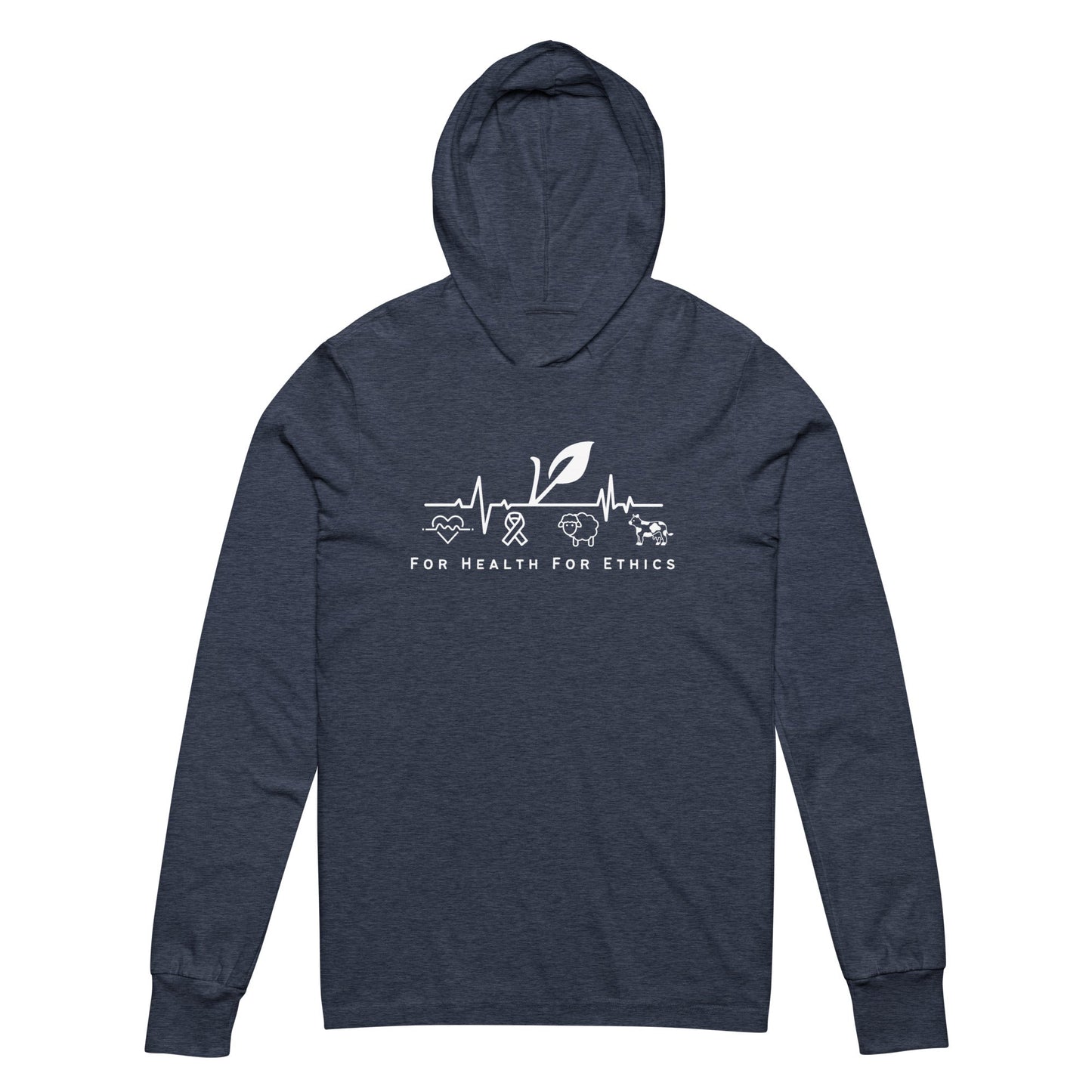 For Health For Ethics Hooded long-sleeve tee - For Health For Ethics - Heather Navy - Front