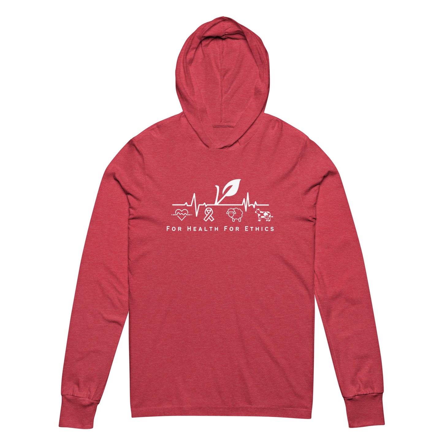 For Health For Ethics Hooded long-sleeve tee - For Health For Ethics - Heather Red- Front