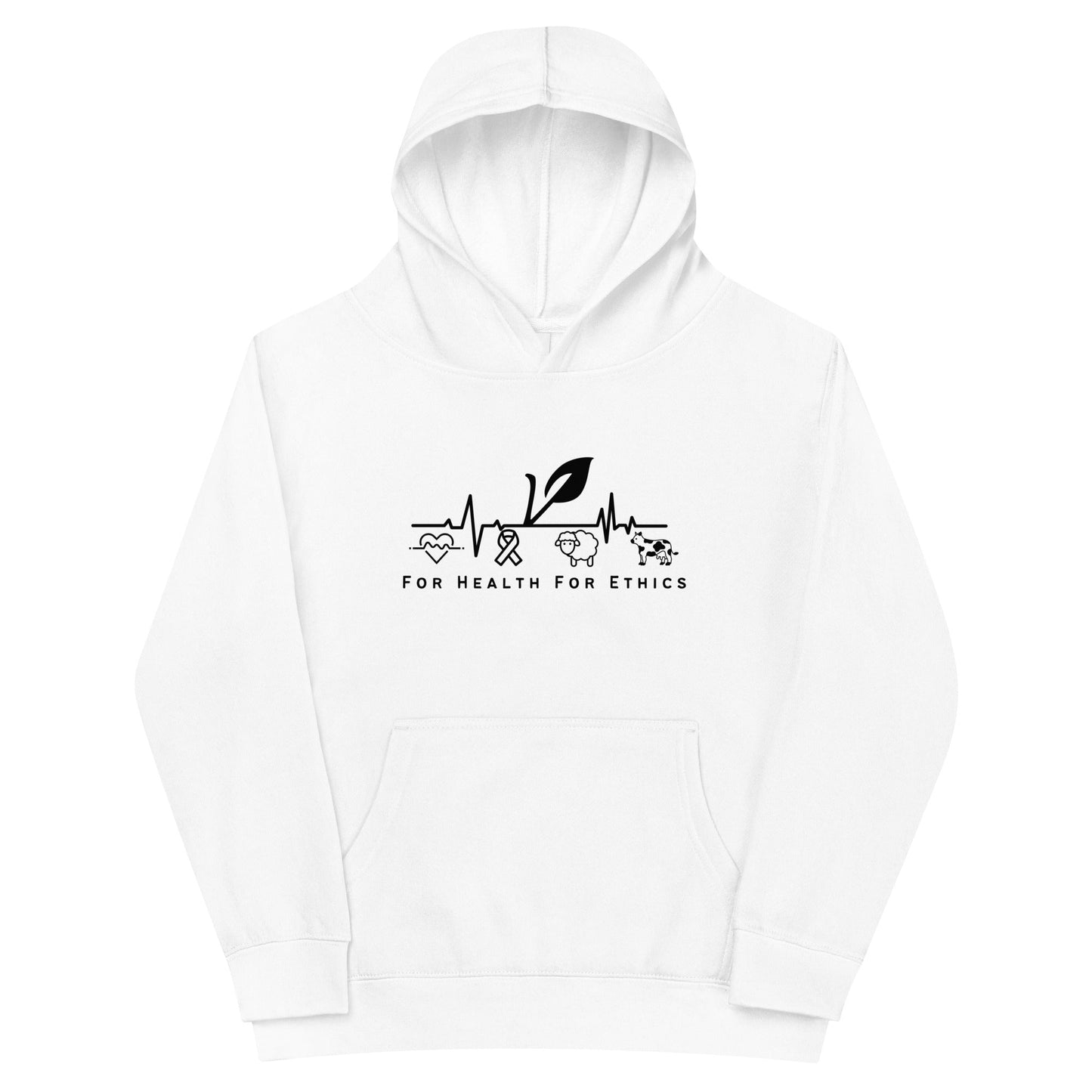 Vegan Kids Hoodie - For Health For Ethics - White