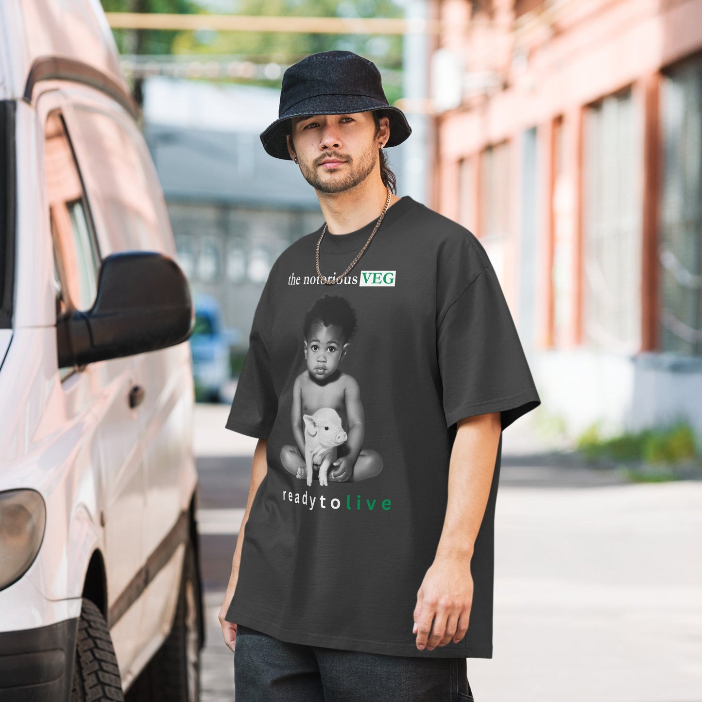 The Notorious VEG Oversized t-shirt - For Health For Ethics - Faded Black