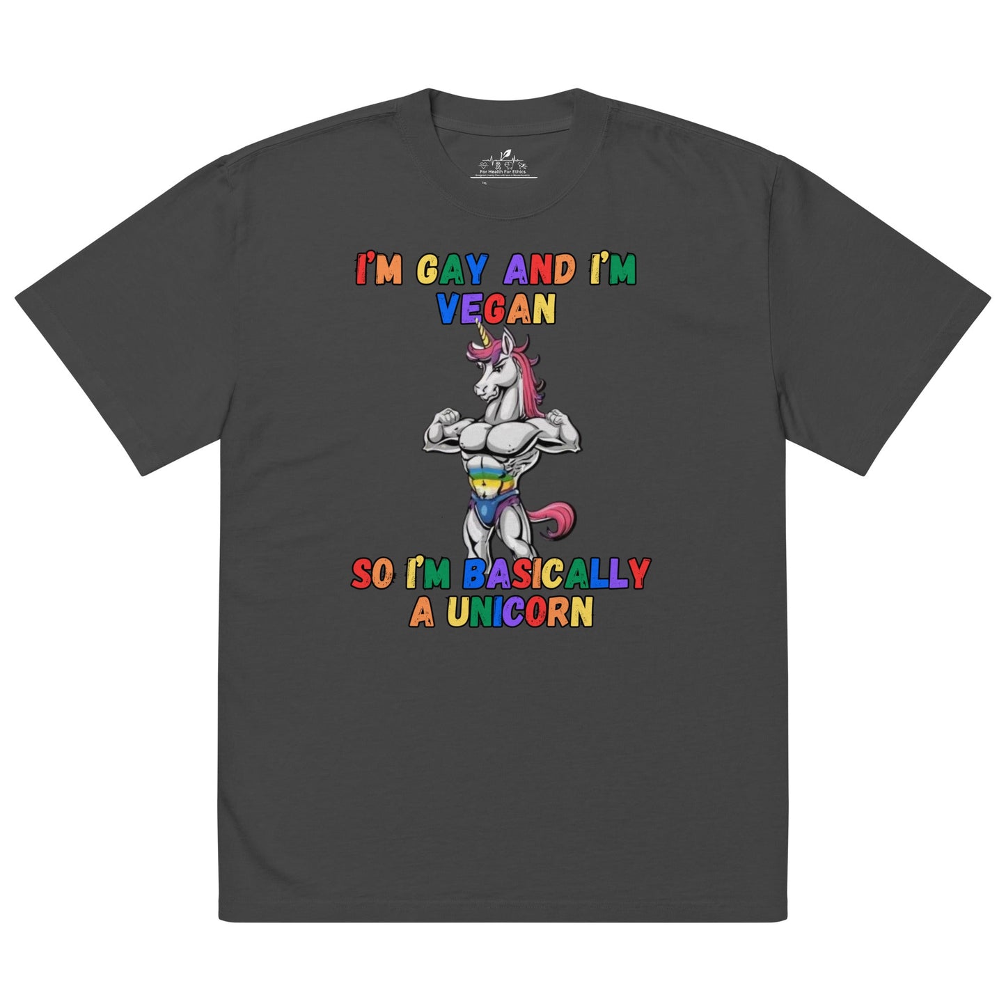 Vegan Pride Oversized T-Shirt - For Health For Ethics - Faded Black