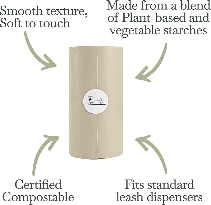 100% Certified Home Compostable and Biodegradable Dog Poop Bags - ASTM D6400 & EN 13432 Compliant Dog Waste Bags – 60 Bags – 4 x Rolls of Plant Based Compostable Poop Bag - For Health For Ethics - 