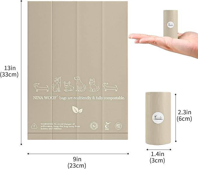100% Certified Home Compostable and Biodegradable Dog Poop Bags - ASTM D6400 & EN 13432 Compliant Dog Waste Bags – 60 Bags – 4 x Rolls of Plant Based Compostable Poop Bag - For Health For Ethics - 
