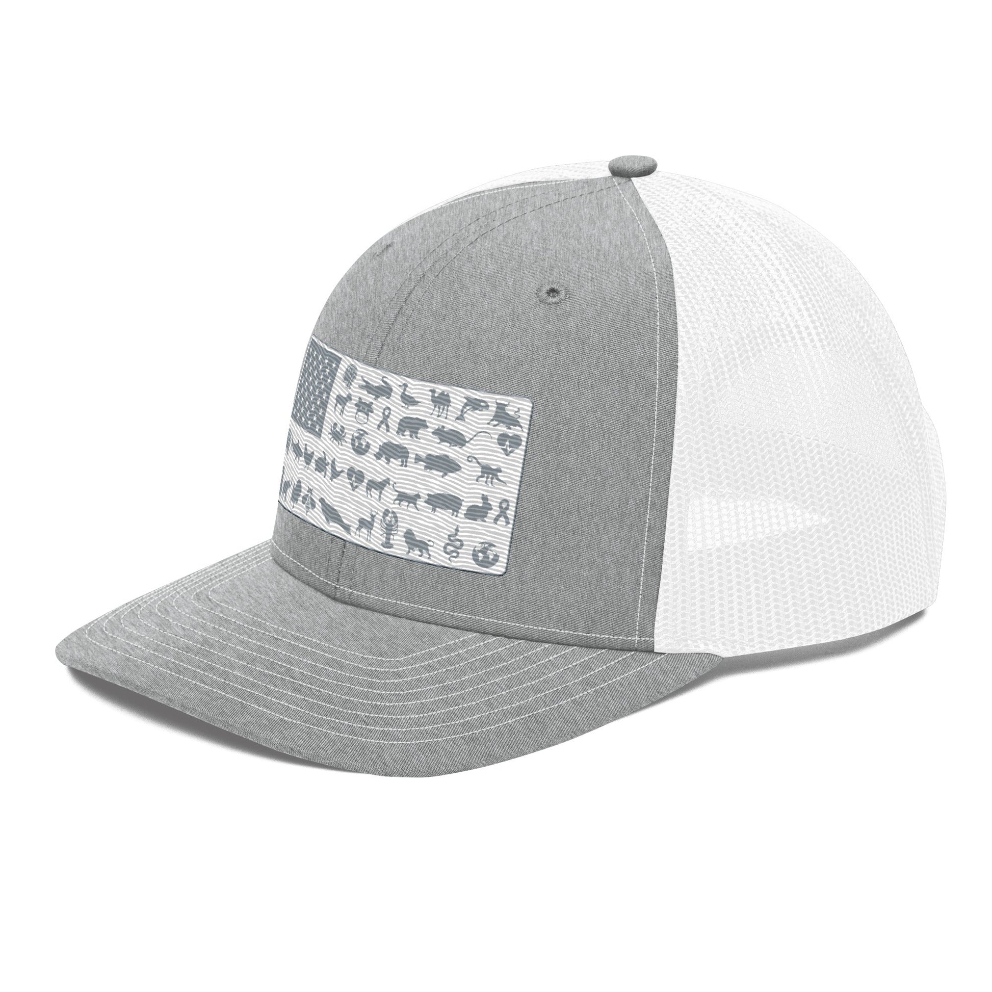 American Flag Hat - For Health For Ethics - Heather Grey/White