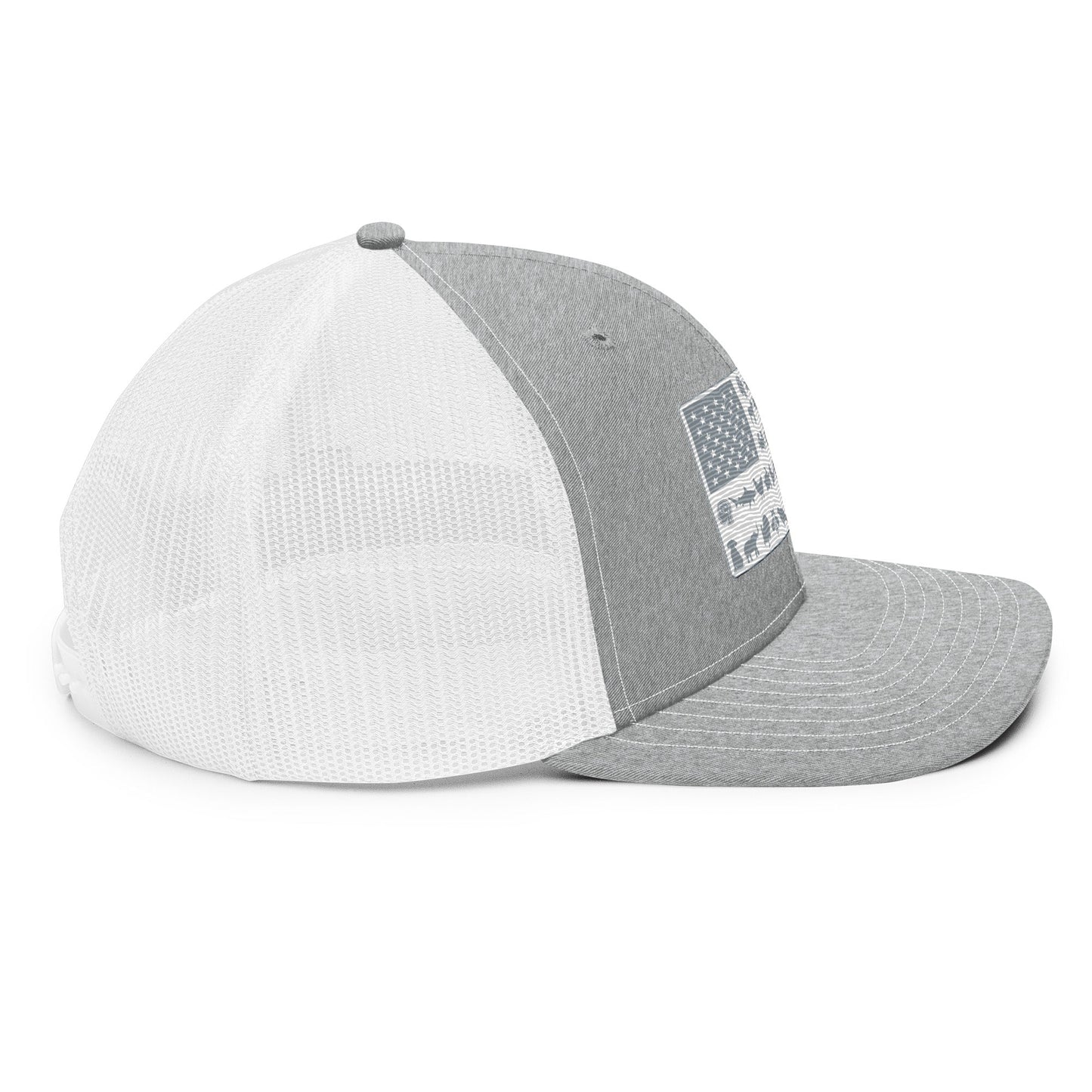 American Flag Hat - For Health For Ethics - Heather Grey/White