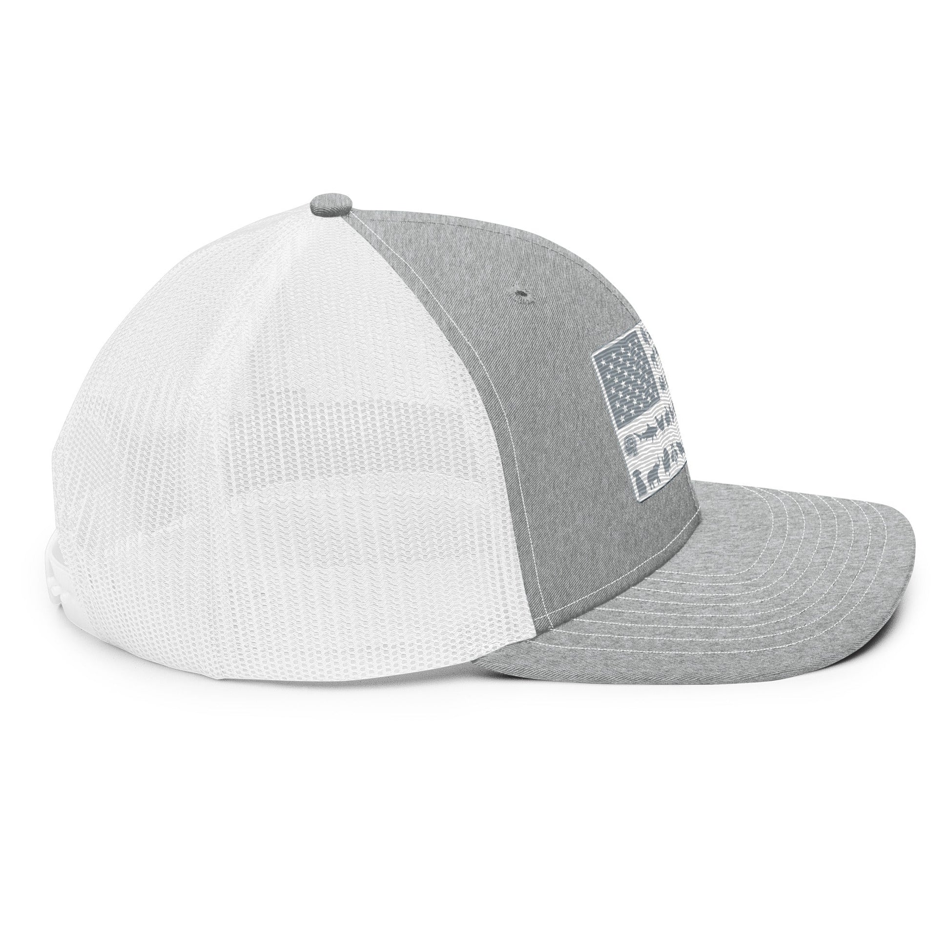 American Flag Hat - For Health For Ethics - Heather Grey/White