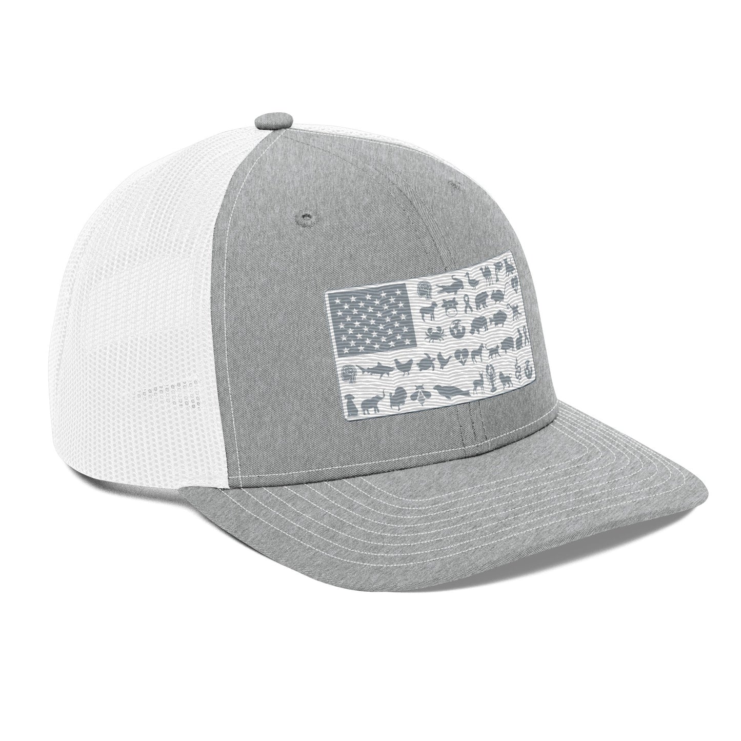 American Flag Hat - For Health For Ethics - Heather Grey/White