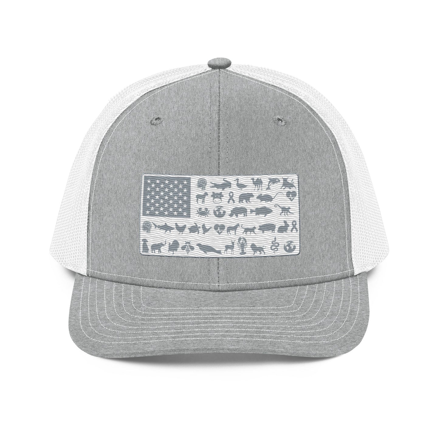 American Flag Hat - For Health For Ethics - Heather Grey/White