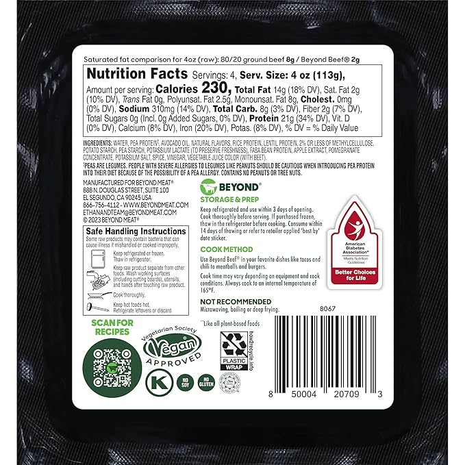 Beyond Meat Beyond Beef Plant - Based Ground 16 oz - For Health For Ethics - 
