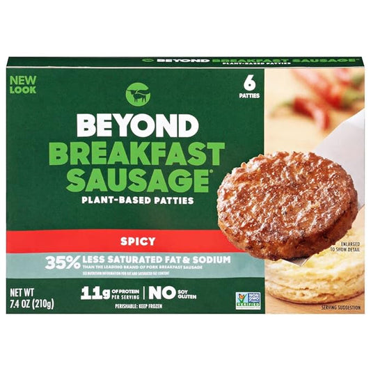 Beyond Meat Beyond Breakfast Sausage Plant - Based Breakfast Patties, Spicy 7.4 oz - For Health For Ethics - 
