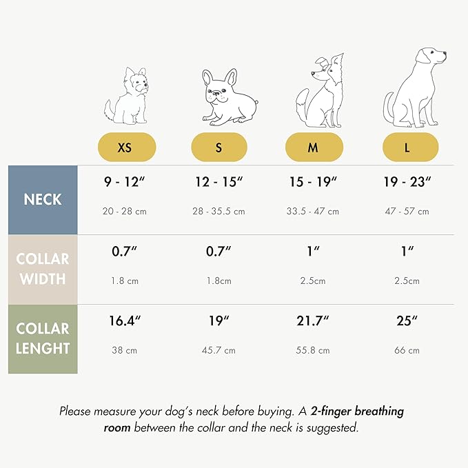 Copenhagen Leather Dog Collar - Handmade with Vegan Soft Leather Round Padded Collar with Adjustable Buckle for Extra Small, Small, Medium, and Large Dogs - Color Beige, Medium - For Health For Ethics - 