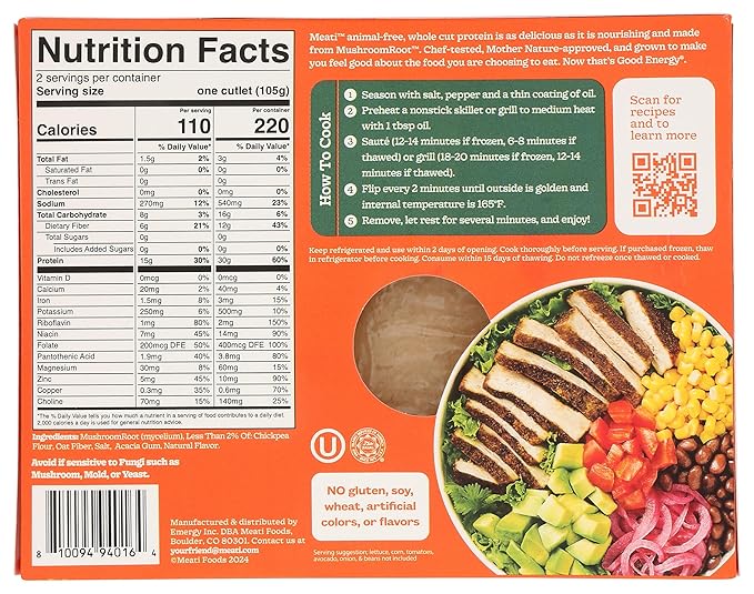 Eat Meati Classic Cutlet Mushroom Root Protein, 7.4 OZ - For Health For Ethics - 