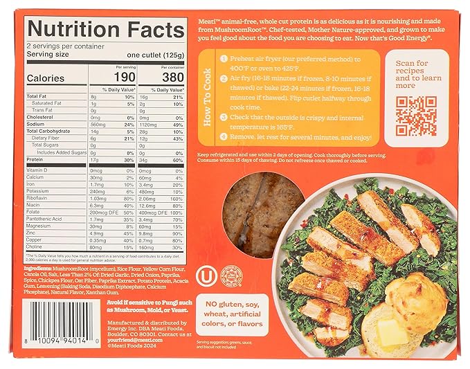 Eat Meati Crispy Cutlet Mushroom Root Protein, 8.8 OZ - For Health For Ethics - 