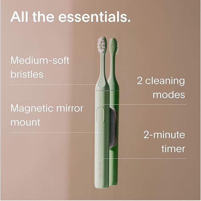 Electric Toothbrush — Sustainably Designed In California. Electric Toothbrushes Adults. Durable Slim Sonic Toothbrush & Accessories. 40 - Day Battery, Travel Tooth Brush. Made To Last. - For Health For Ethics - 