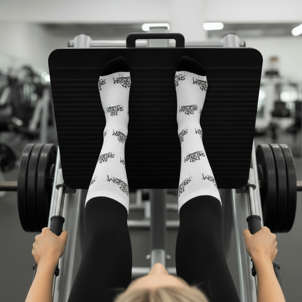 End Specism Cushioned Crew Socks — Animal Rights Statement Crew Socks - For Health For Ethics - White