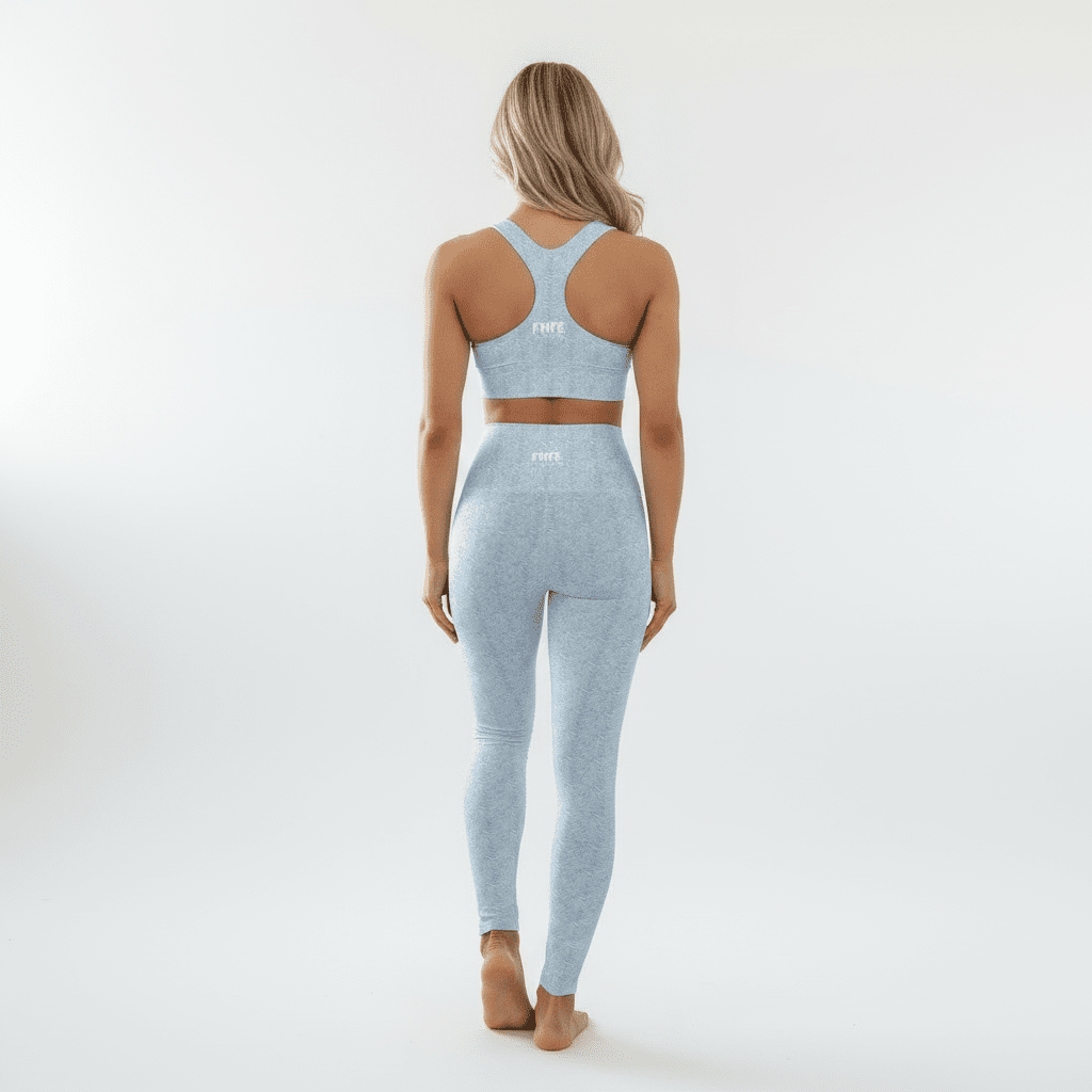 FHFE Baby Blue Marl Performance Longline Sports Bra - For Health For Ethics - XS