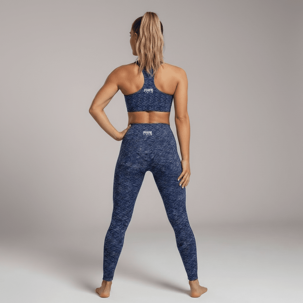 FHFE Blue Marl Performance Longline Sports Bra - For Health For Ethics - XS