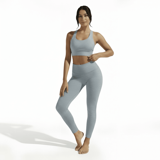 FHFE Gray Marl Performance Longline Sports Bra - For Health For Ethics - XS