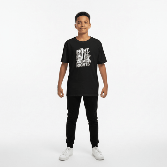 Fight for Animal Rights kids t-shirt - For Health For Ethics - Black
