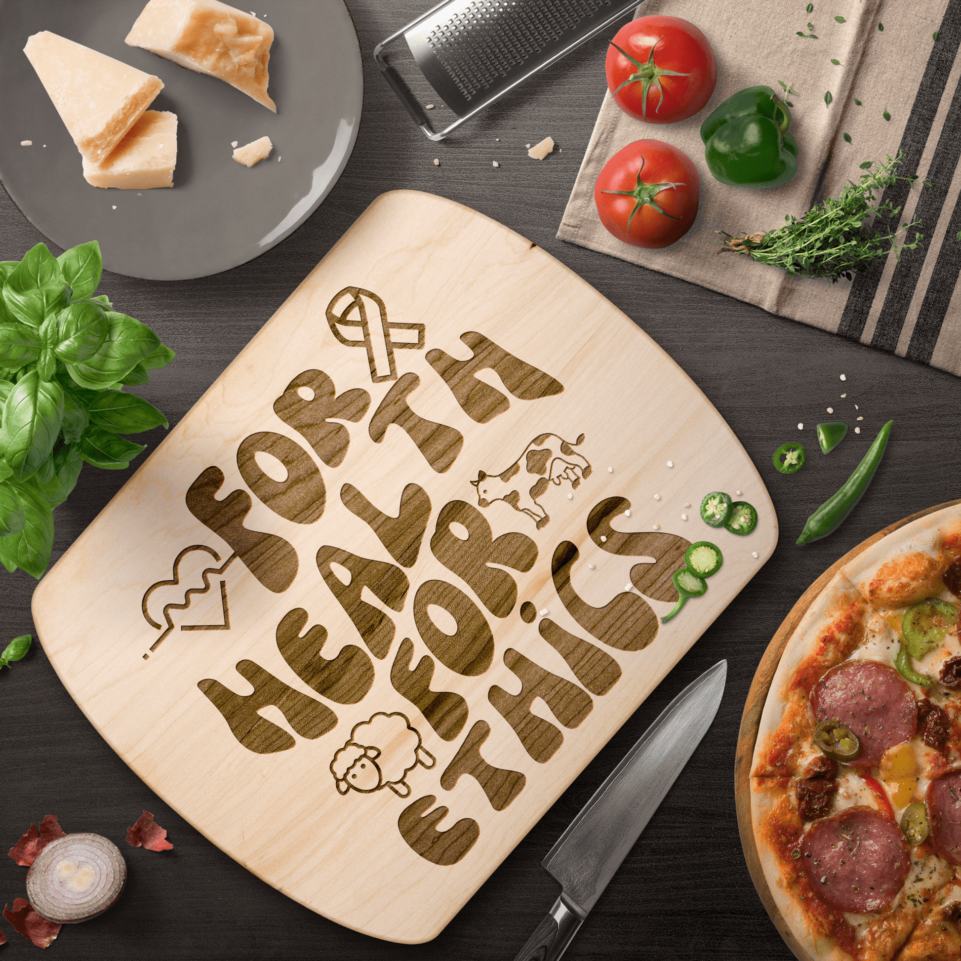For Health For Ethics Retro Cutting Board - For Health For Ethics - Small