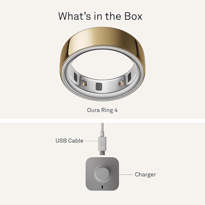 Oura Ring 4 - Gold - Size 9 - Smart Ring - Size First with Oura Ring 4 Sizing Kit - Sleep Tracking Wearable - Heart Rate - Fitness Tracker - Up to 8 Days of Battery Life - For Health For Ethics - 