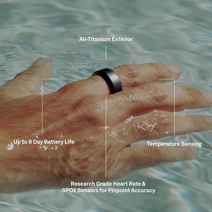 Oura Ring 4 - Gold - Size 9 - Smart Ring - Size First with Oura Ring 4 Sizing Kit - Sleep Tracking Wearable - Heart Rate - Fitness Tracker - Up to 8 Days of Battery Life - For Health For Ethics - 