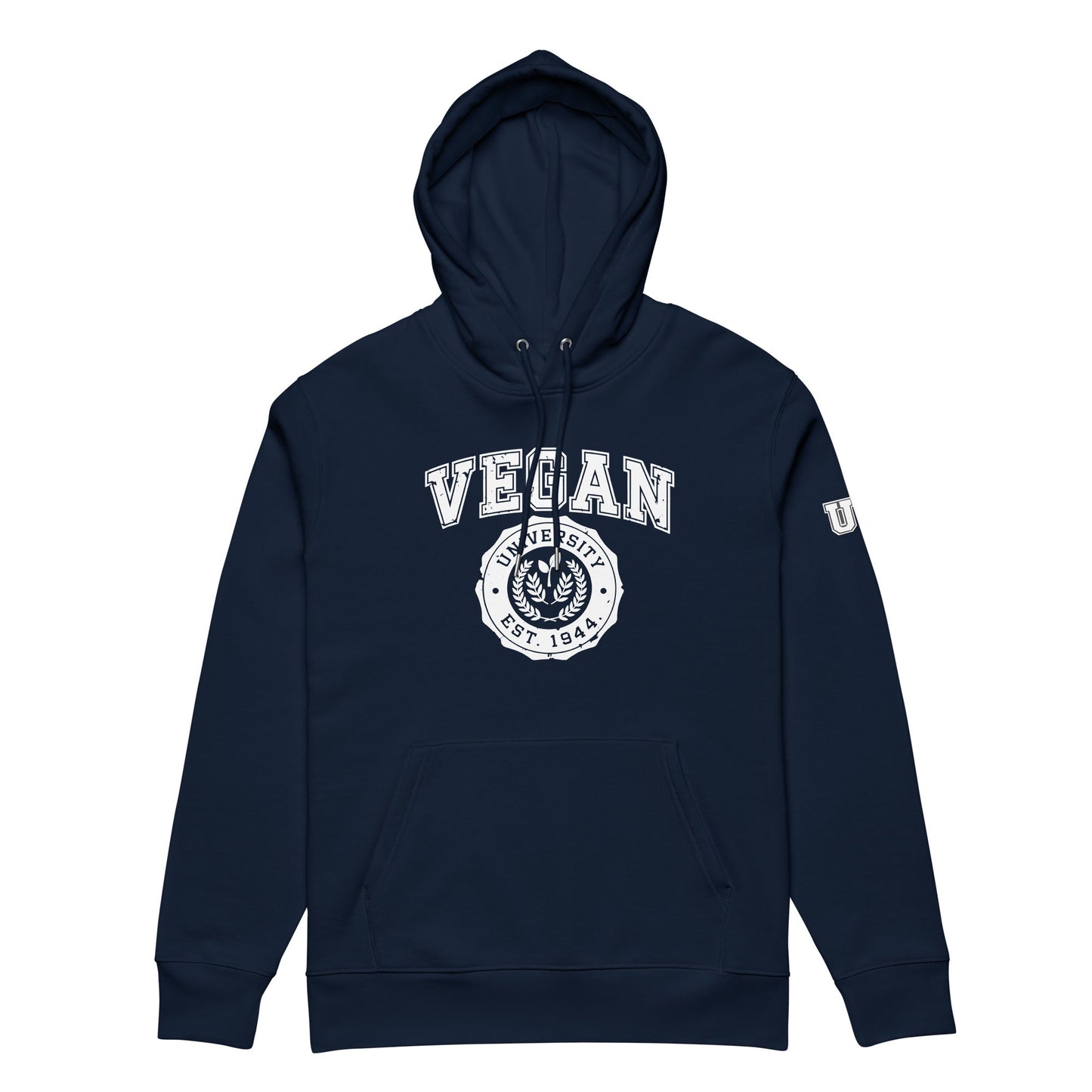 Vegan University Hoodie - For Health For Ethics - Navy/White