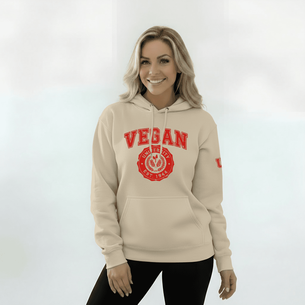 Vegan University Hoodie - For Health For Ethics - Navy/White