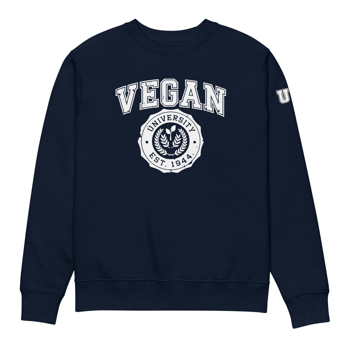 Vegan University Sweatshirt - For Health For Ethics - Navy/White