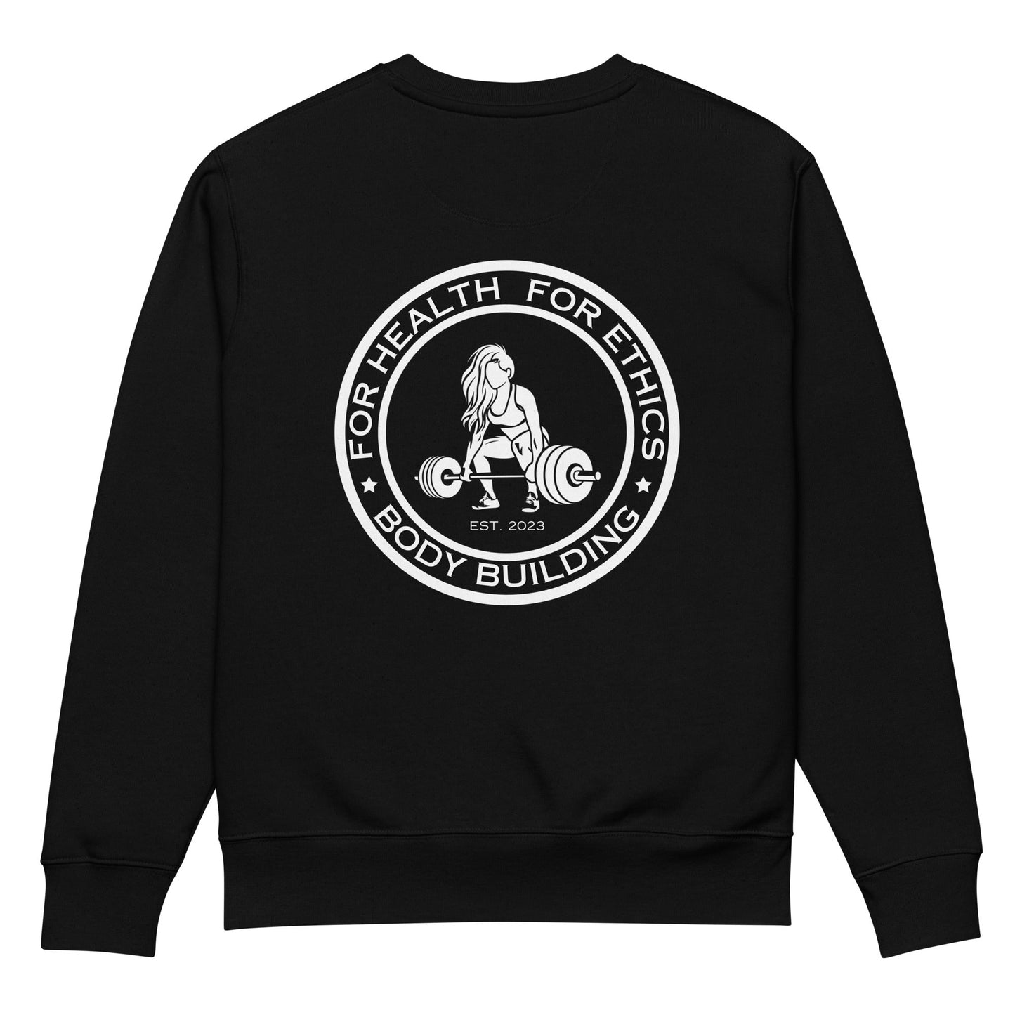 Vegan Women’s Bodybuilding Organic Crewneck - For Health For Ethics - Black