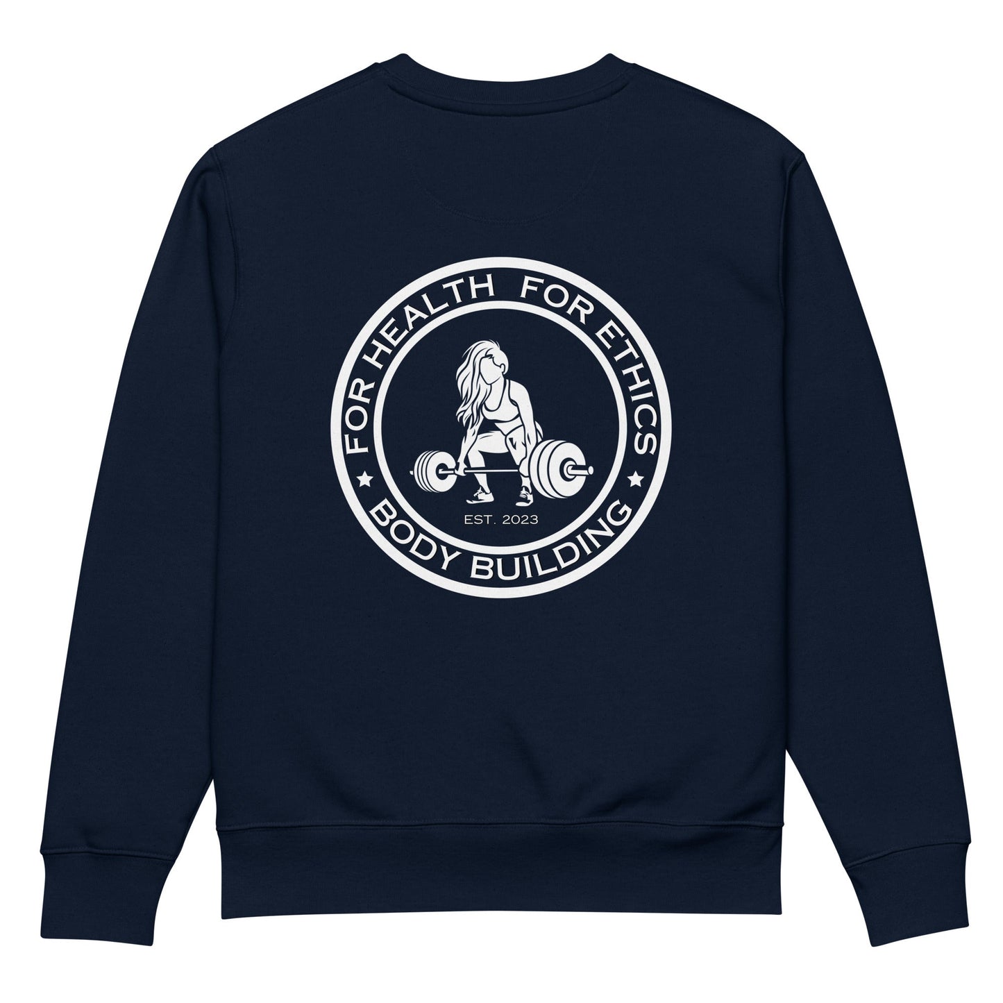 Vegan Women’s Bodybuilding Organic Crewneck - For Health For Ethics - French Navy