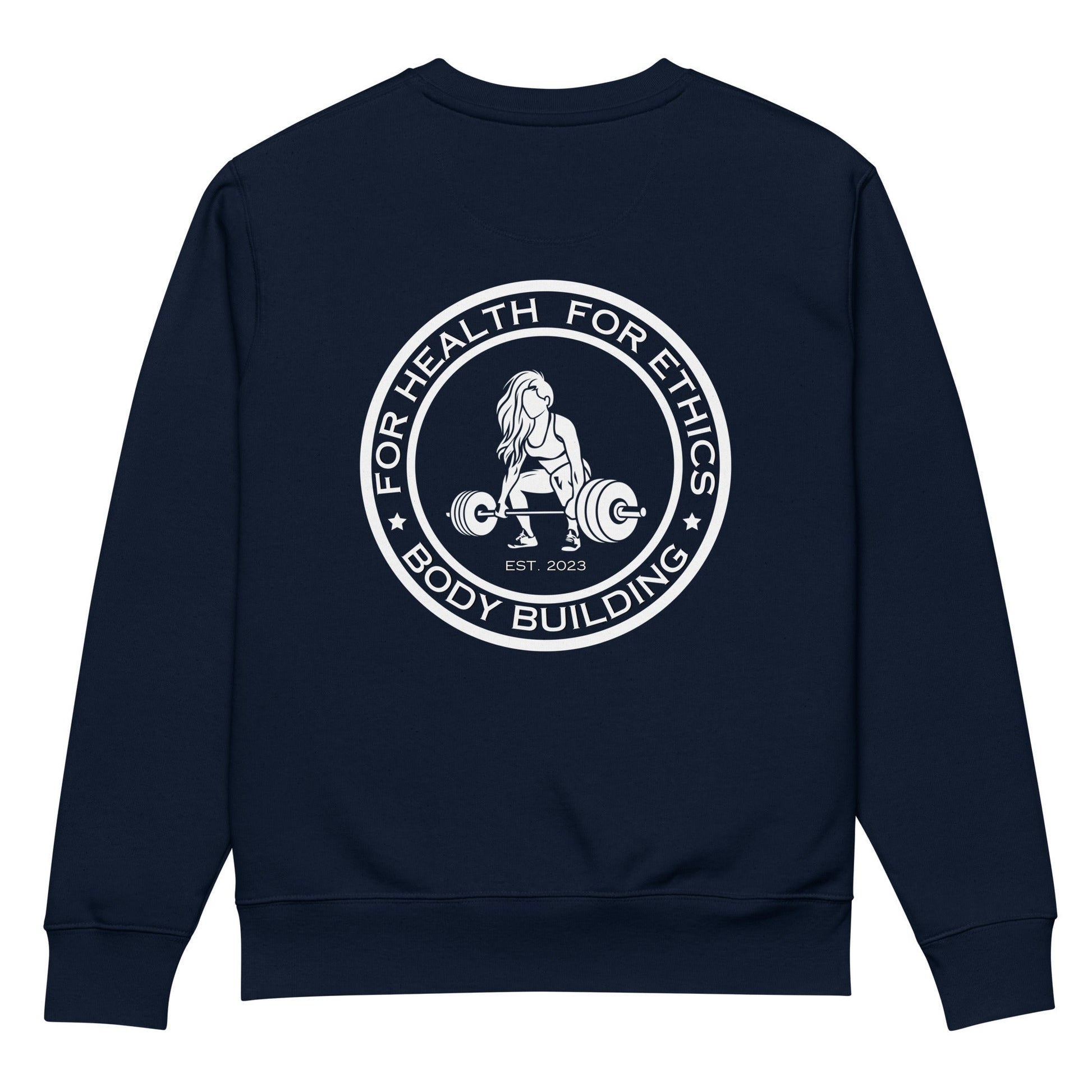 Vegan Women’s Bodybuilding Organic Crewneck - For Health For Ethics - French Navy