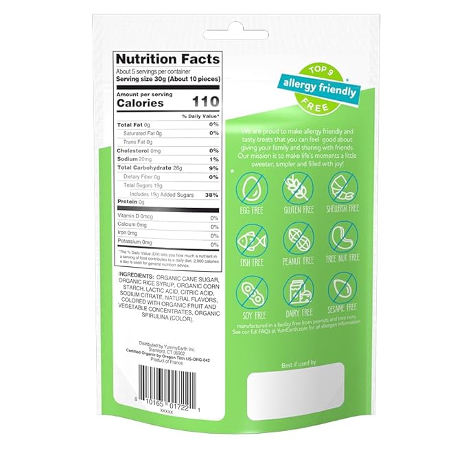 YumEarth Organic Sour Littles Chewy Candy - Allergy Friendly (Top 9 Free), No Artificial Dyes or Flavors, Non GMO, Gluten Free, Vegan Candy Snacks - 5 Ounce Bag - For Health For Ethics - 