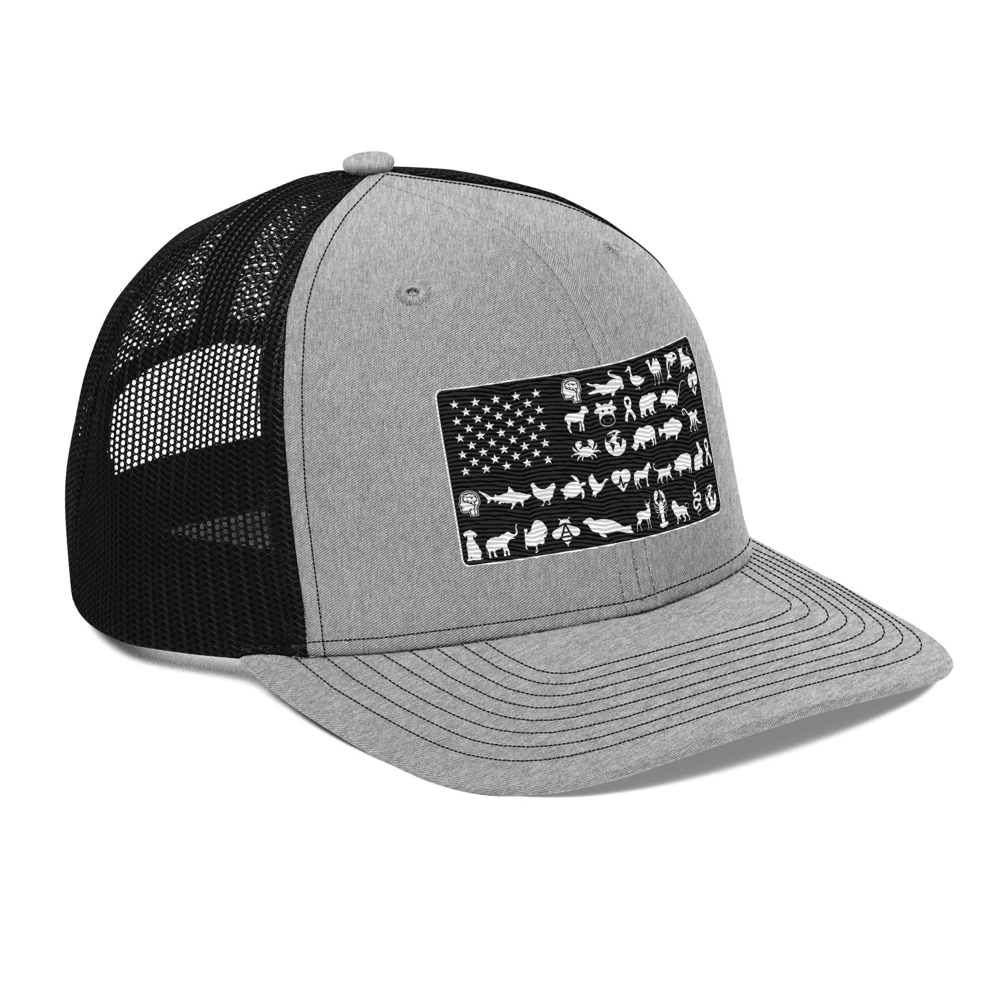 American Flag Hat - For Health For Ethics - Heather Grey / Black - Side Right