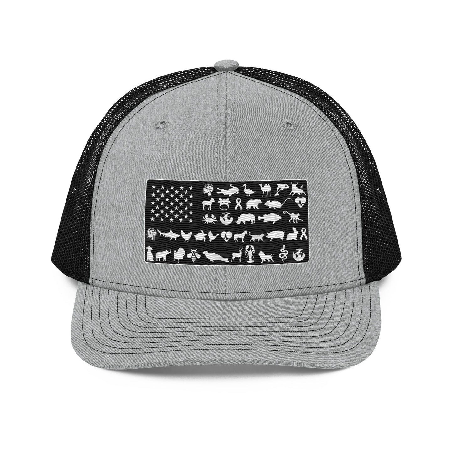 American Flag Hat - For Health For Ethics - Heather Grey / Black - Front