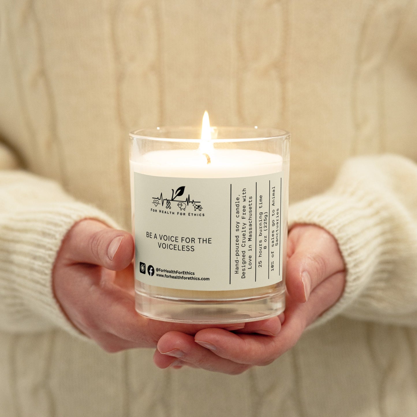 Be a Voice for the Voiceless candle - For Health For Ethics -