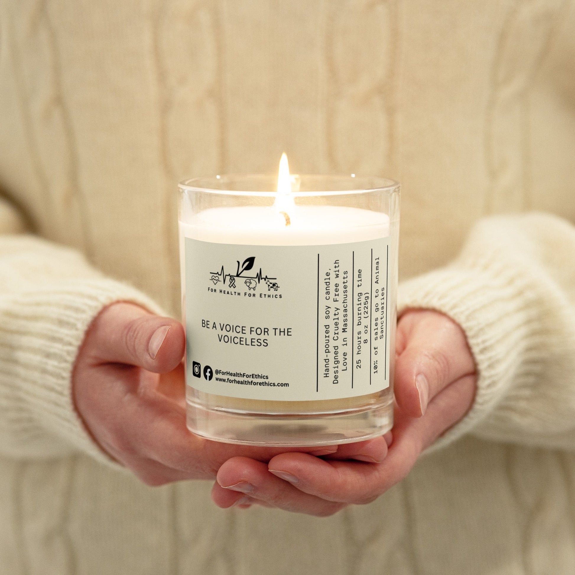 Be a Voice for the Voiceless candle - For Health For Ethics -