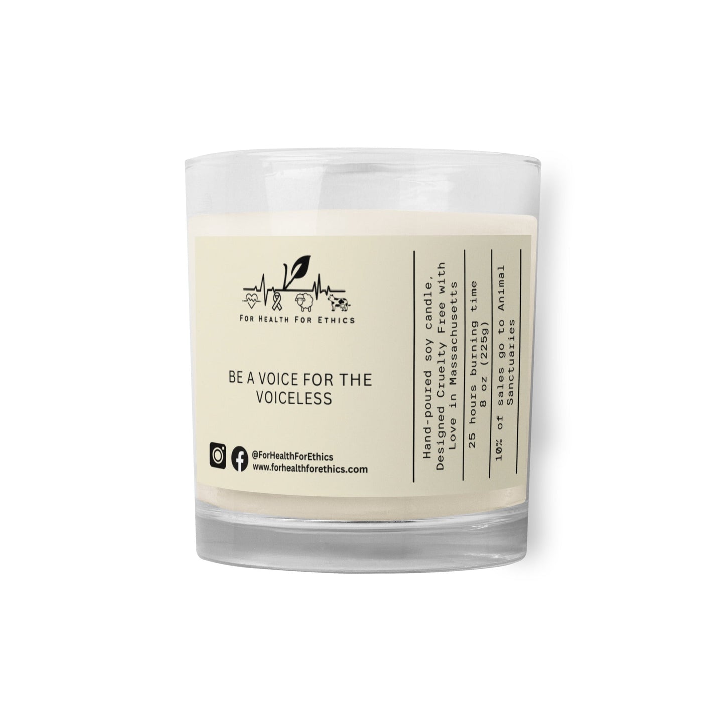 Be a Voice for the Voiceless candle - For Health For Ethics -