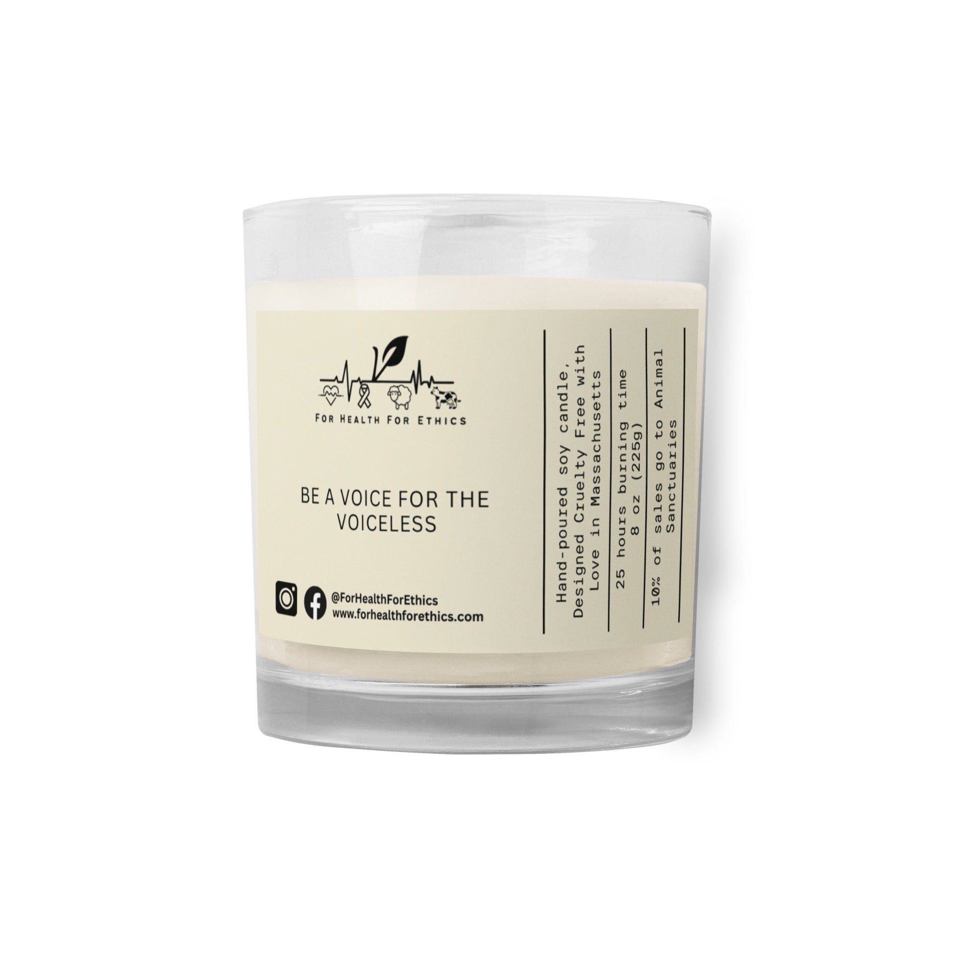 Be a Voice for the Voiceless candle - For Health For Ethics -