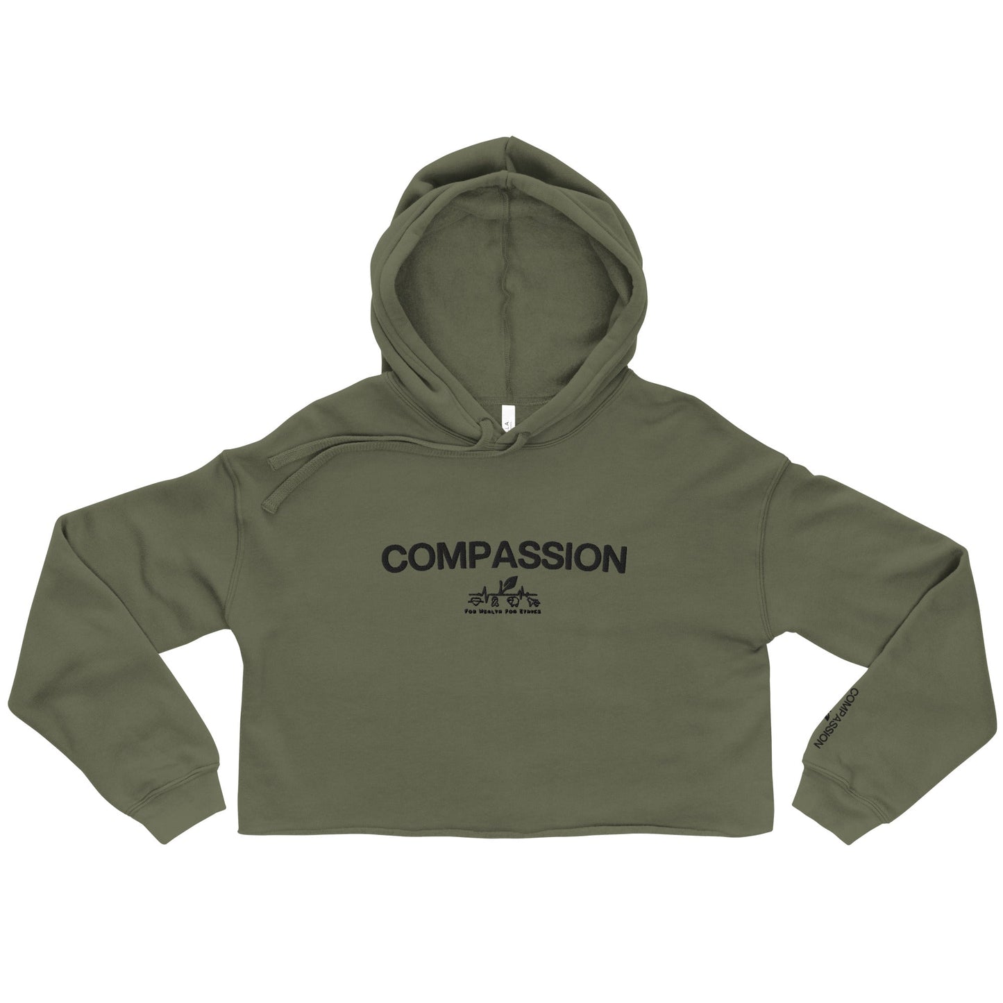 Compassion Crop Hoodie - For Health For Ethics - Military Green