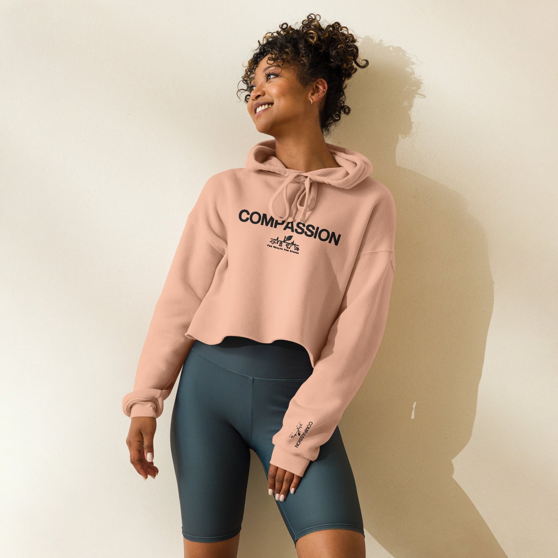 Compassion Crop Hoodie - For Health For Ethics - Peach